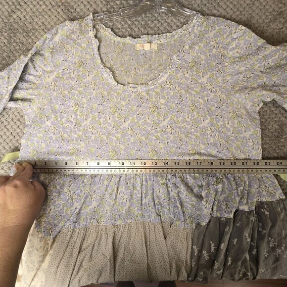 Nadir of Positano Cottagecore Patchwork Dress‎ Blue Floral Lagenlook CB Positano - Picture 8 of 11